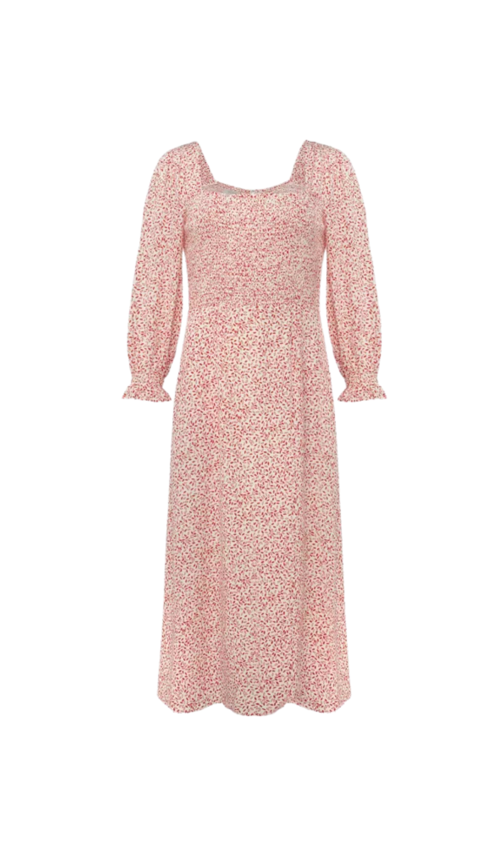 ABITO MIDI CON MANICHE A LANTERNA FLOREALI