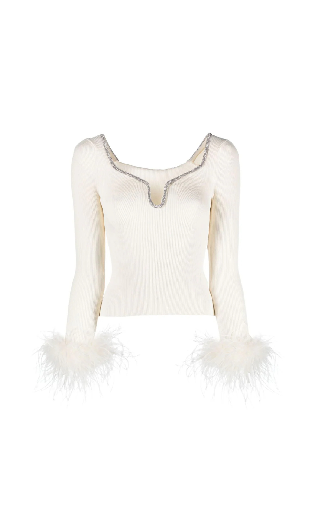 OFF-WHITE STRICK-FEDER-TOP