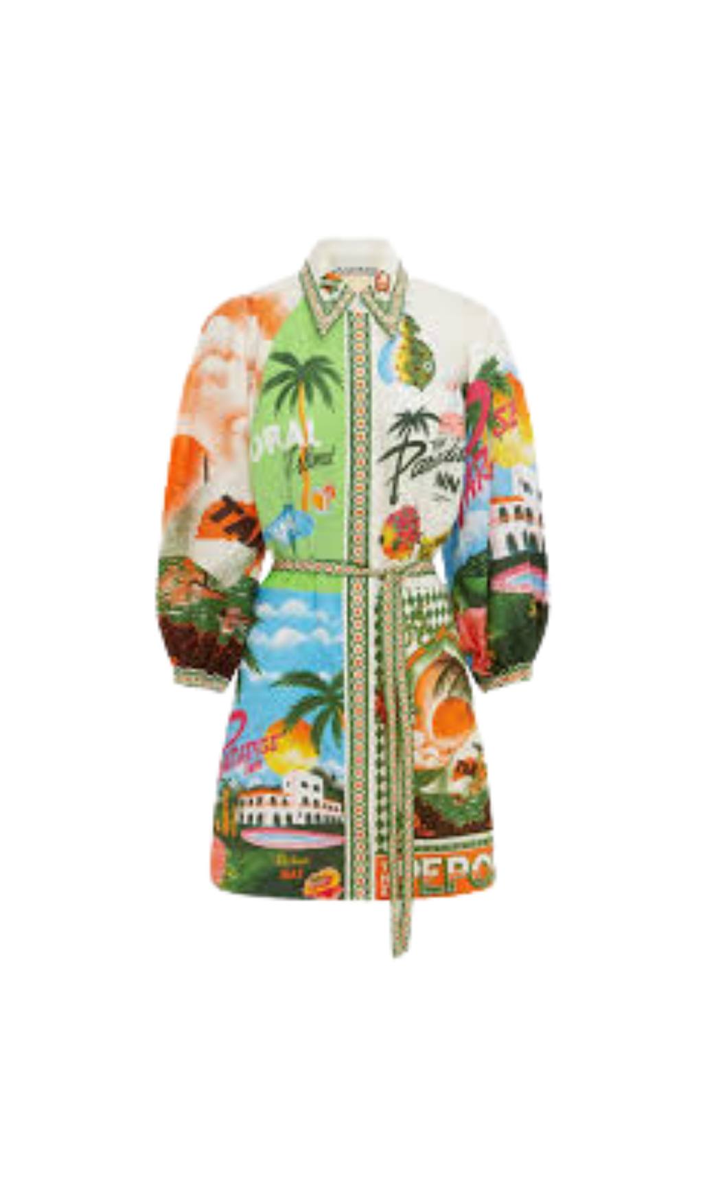 LEINENKLEID MIT PARADISO-DRUCK