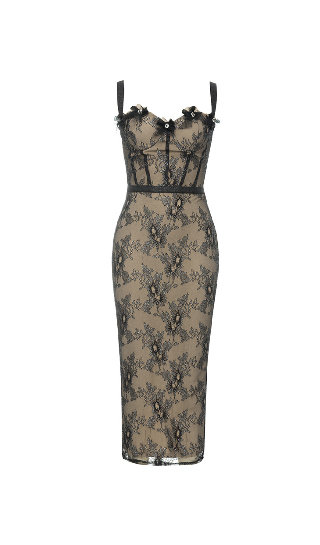 PATCHWORK-BANDAGE-KLEID AUS SPITZE