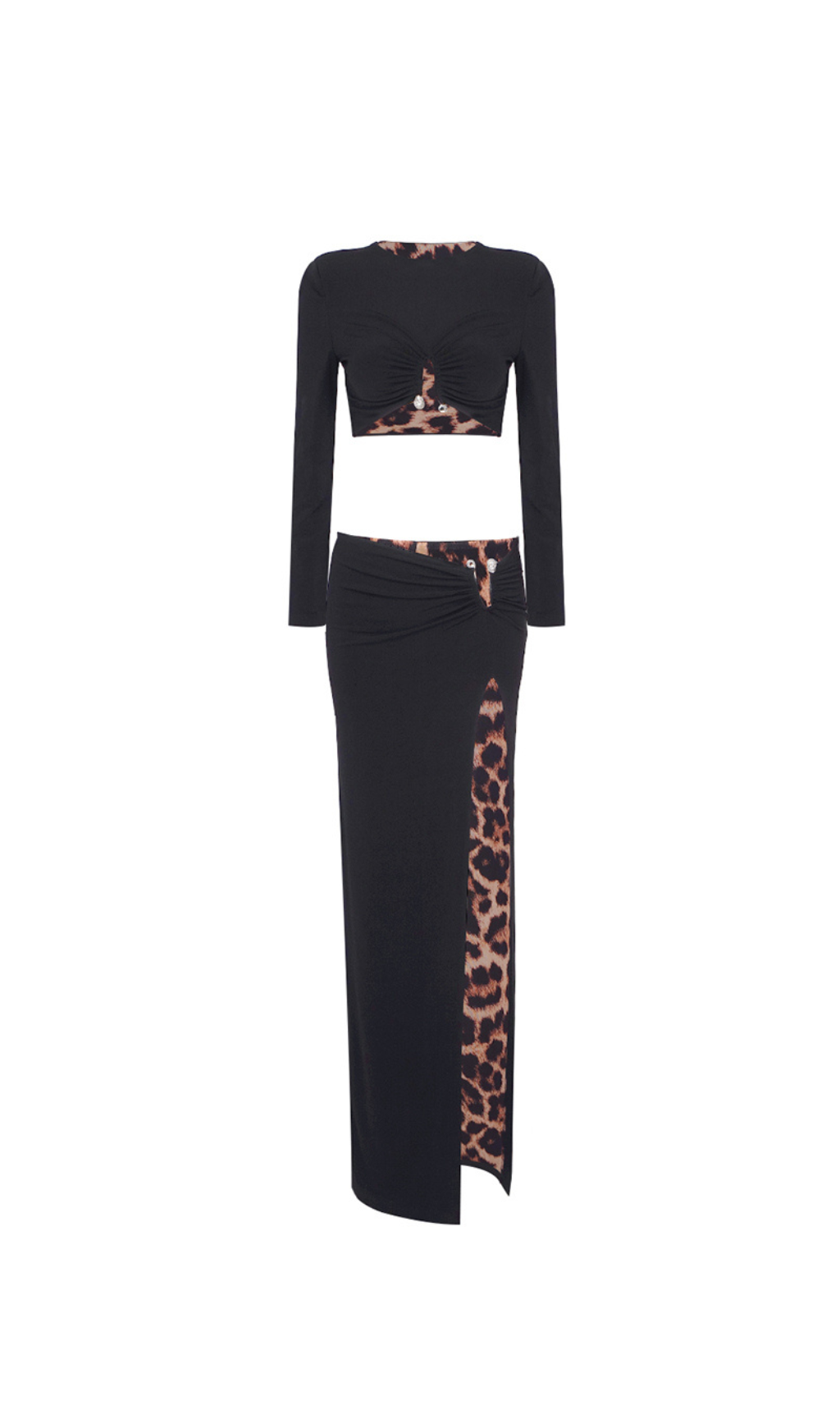 SCHWARZES MAXIKLEID AUS STRETCH-CADY