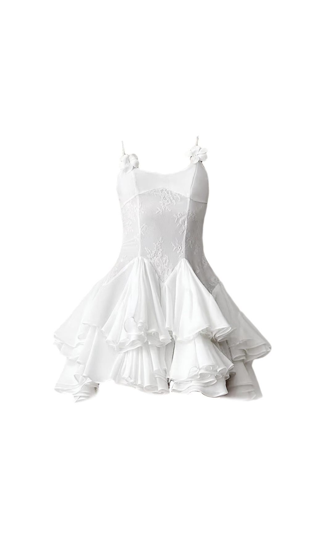 MINIKLEID MIT SPAGHETTI-TRÄGERN UND RÜSCHEN