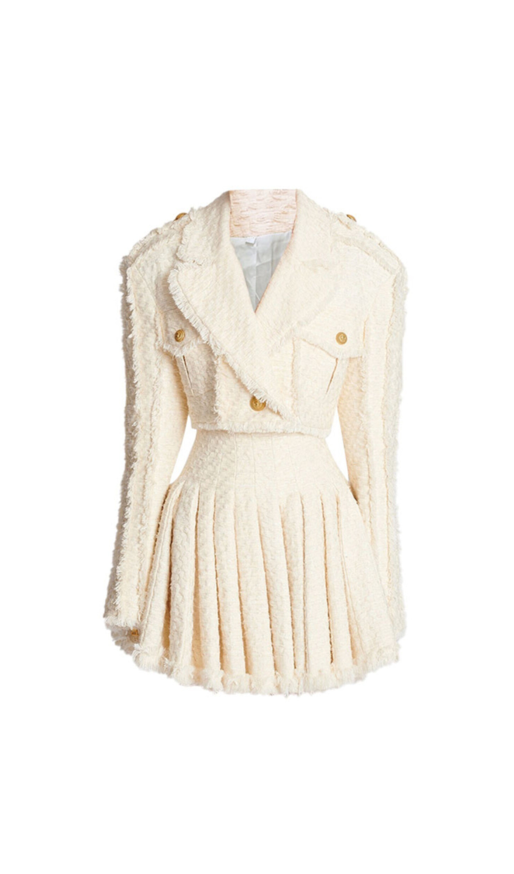 TWEED CROPPED SETS MIT PLATTE IN EVORY