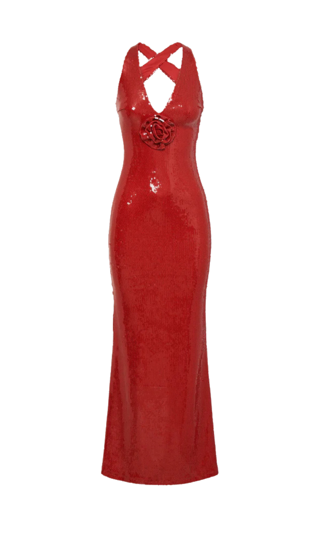 ROTES PAILLETTEN-MAXIKLEID