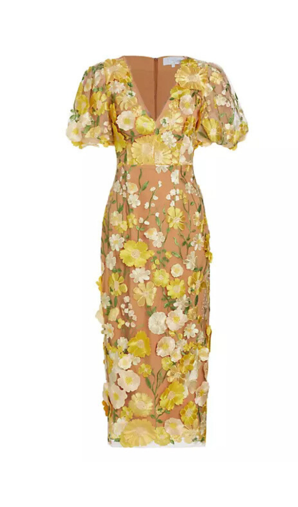 ABITO MIDI CON MANICHE A SBUFFO E FANTASIA FLOREALE