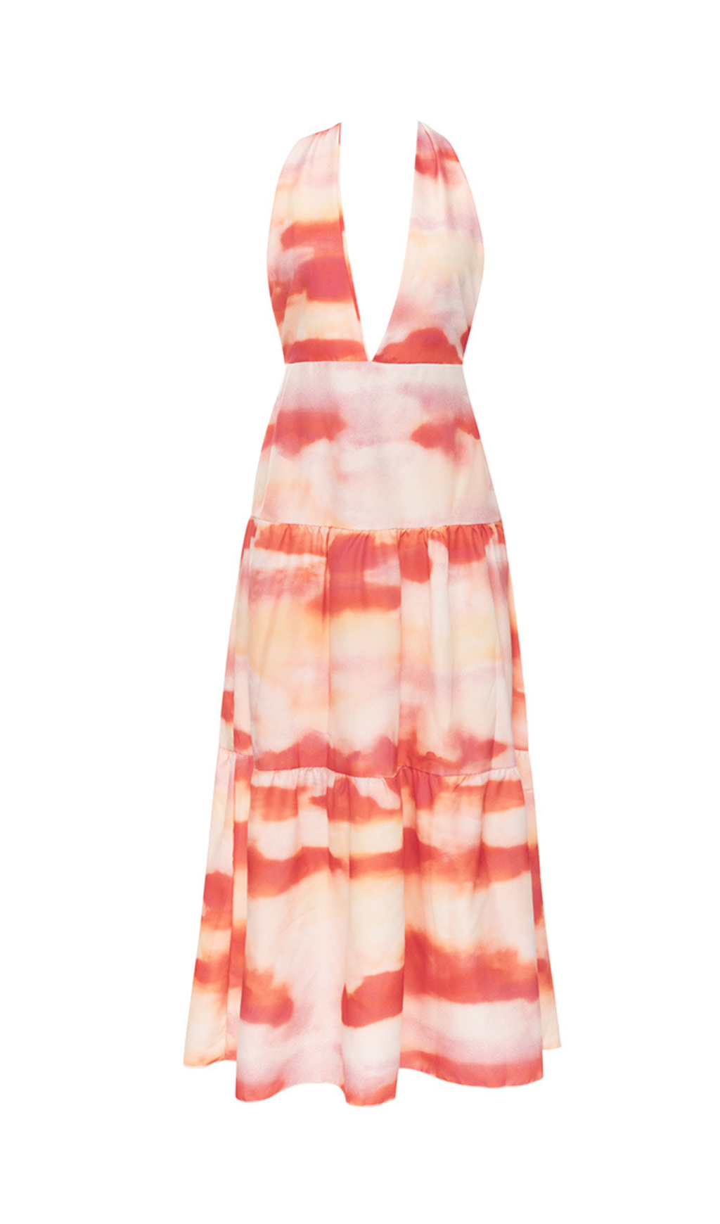 ABITO LUNGO CON STAMPA FLOREALE E CRAVATTA