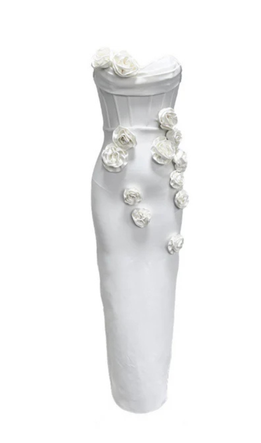 TRÄGERLOSES BANDAGEKLEID MIT BLUMEN