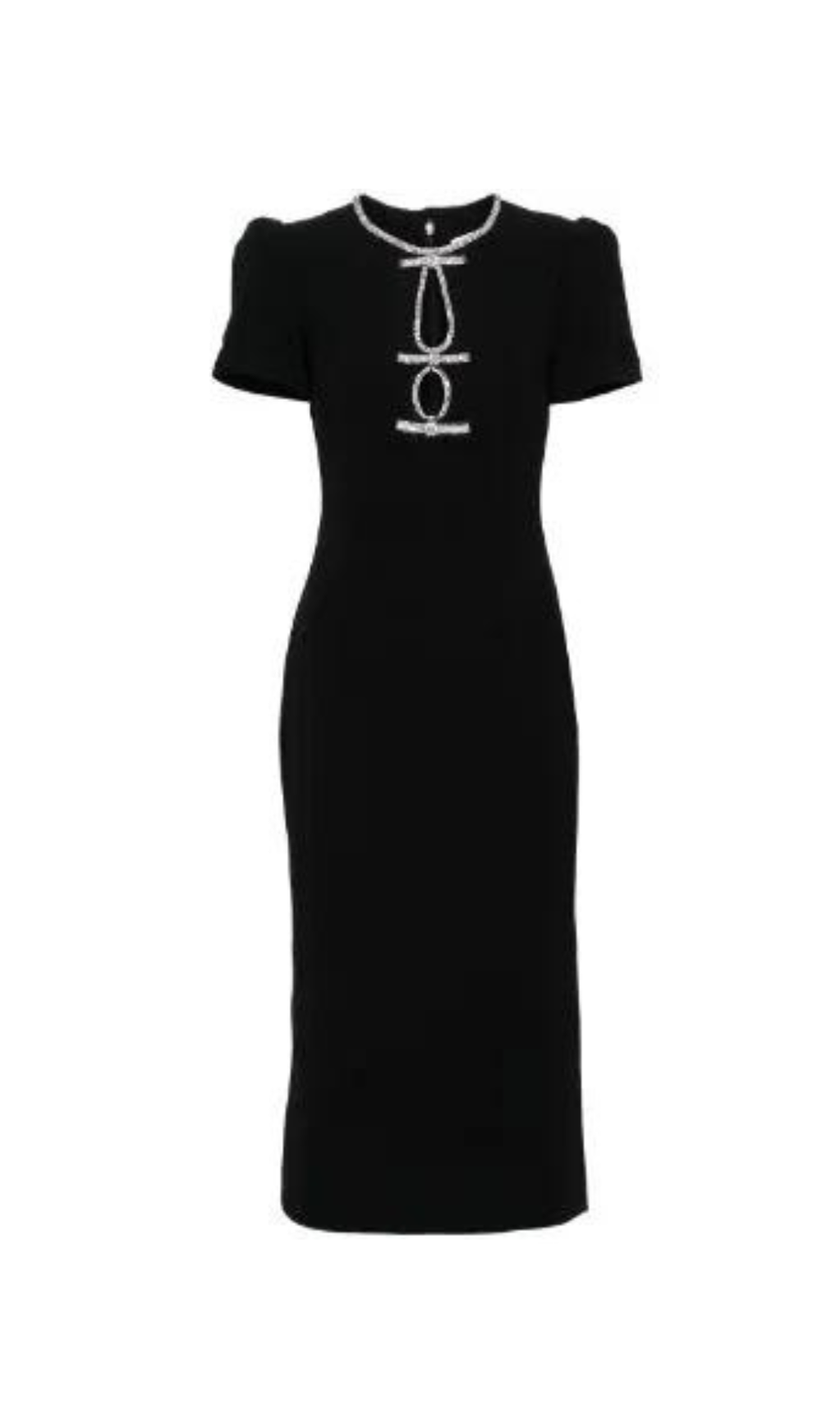 SCHWARZES MIDIKLEID MIT STRASS