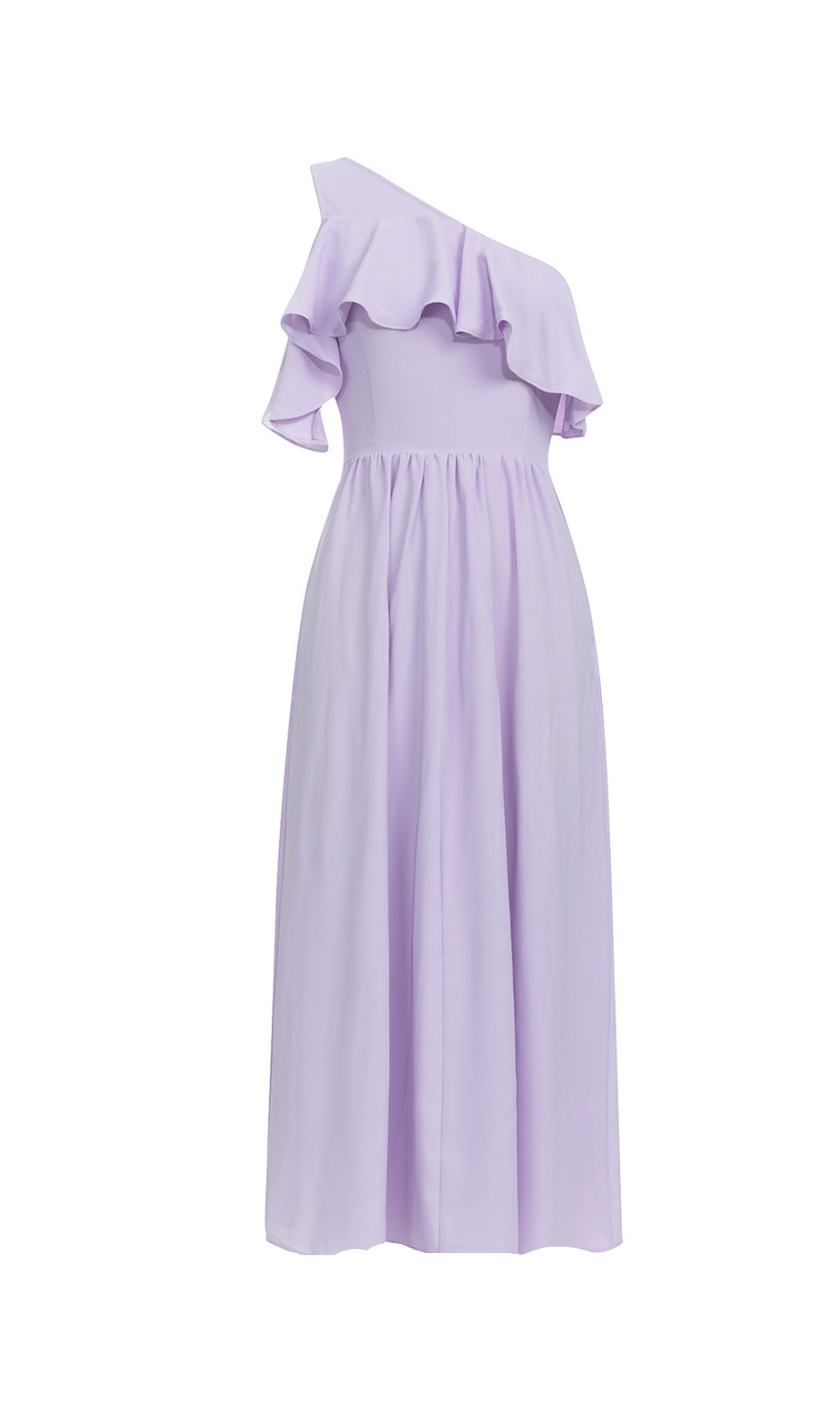 ONE SHOULDER RUFFLE TRIM DRESS IN PURPLE