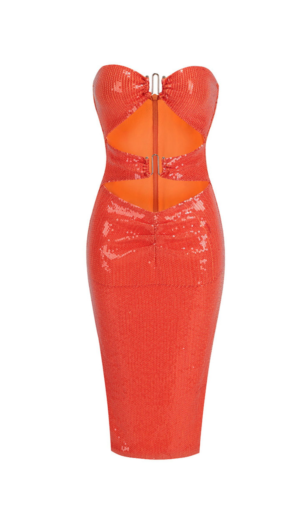 ABITO MIDI SENZA SPALLINE CON TAGLI IN METALLO DORATO