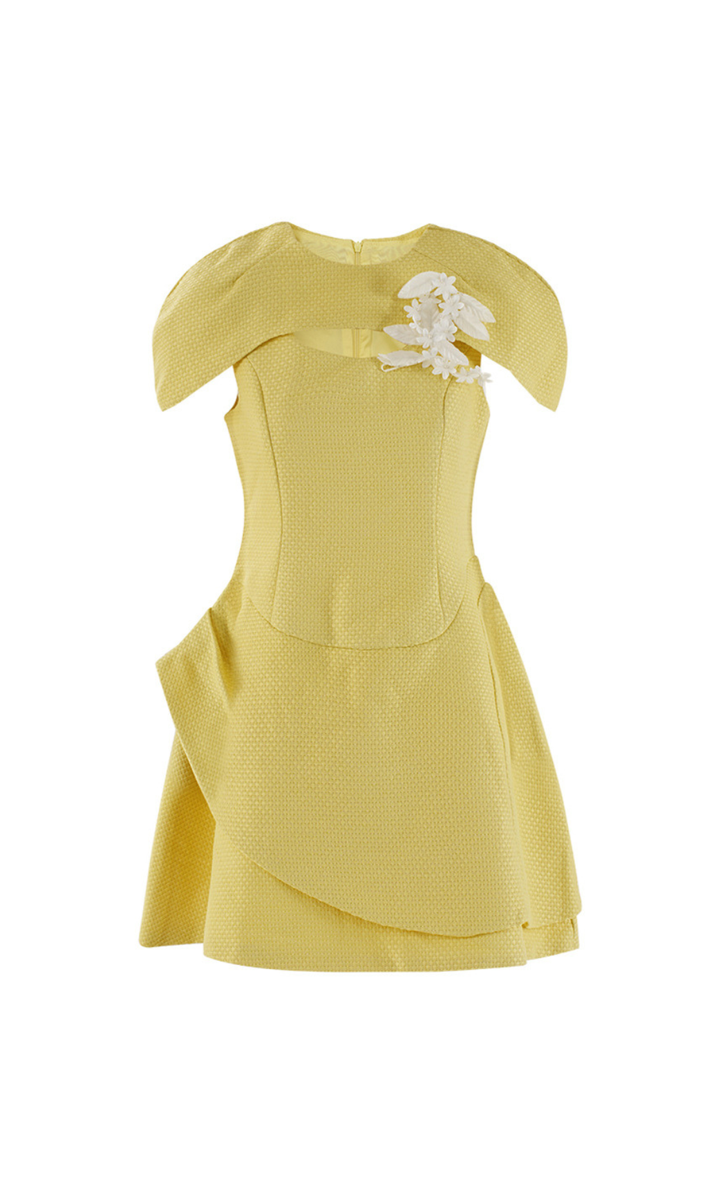 SIMONA ASYMMETRIC PATCHWORK TWEED A-LINE MINI DRESS