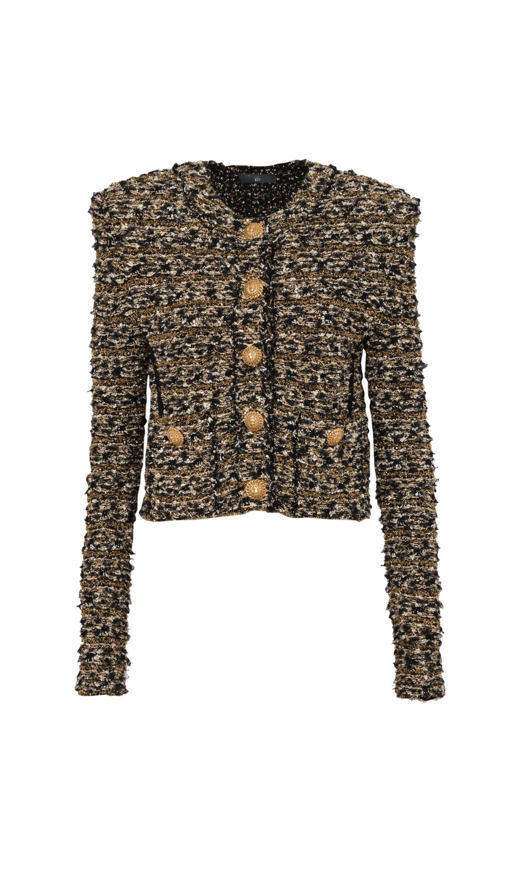 CROPPED LUREX TWEED JACKET IN GOLD