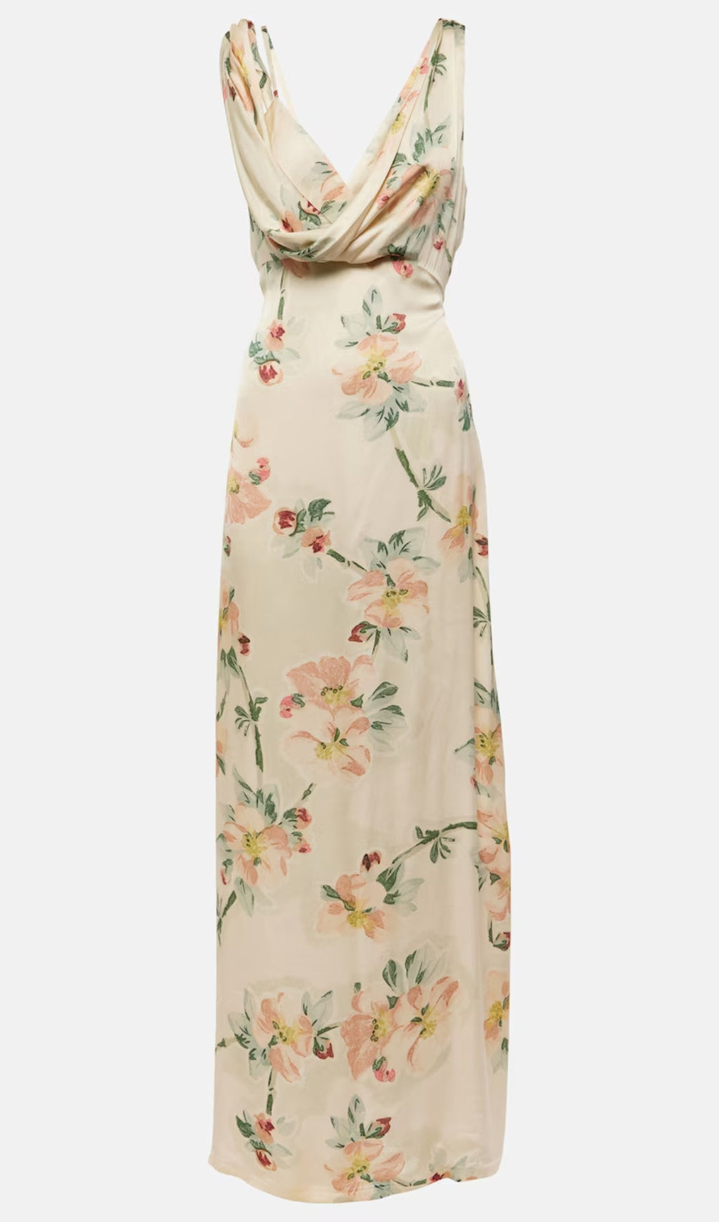 ABITO LUNGO DRAPPEGGIATO A FIORI