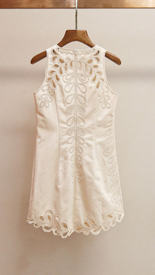 AIIZIE RANETTY CHIC EMBROIDERED & EYELET SLEEVELESS MINI DRESS - product image