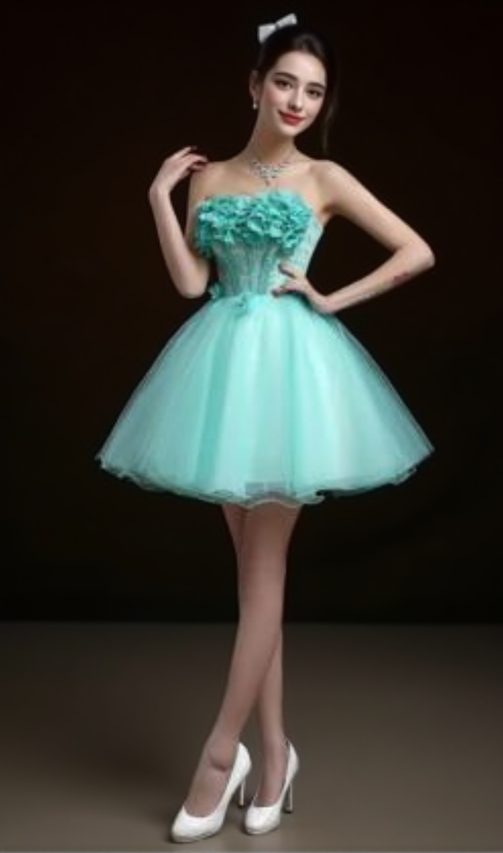 ANEIRA KORSETT-MINIKLEID MIT BLUMEN IN GRÜN