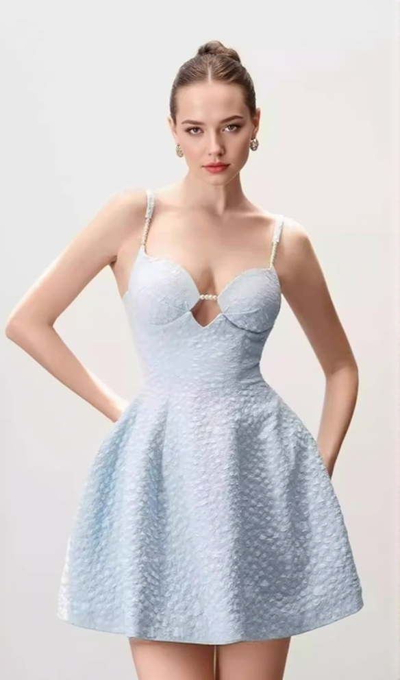blue pearl mini dress Amice Formal dress