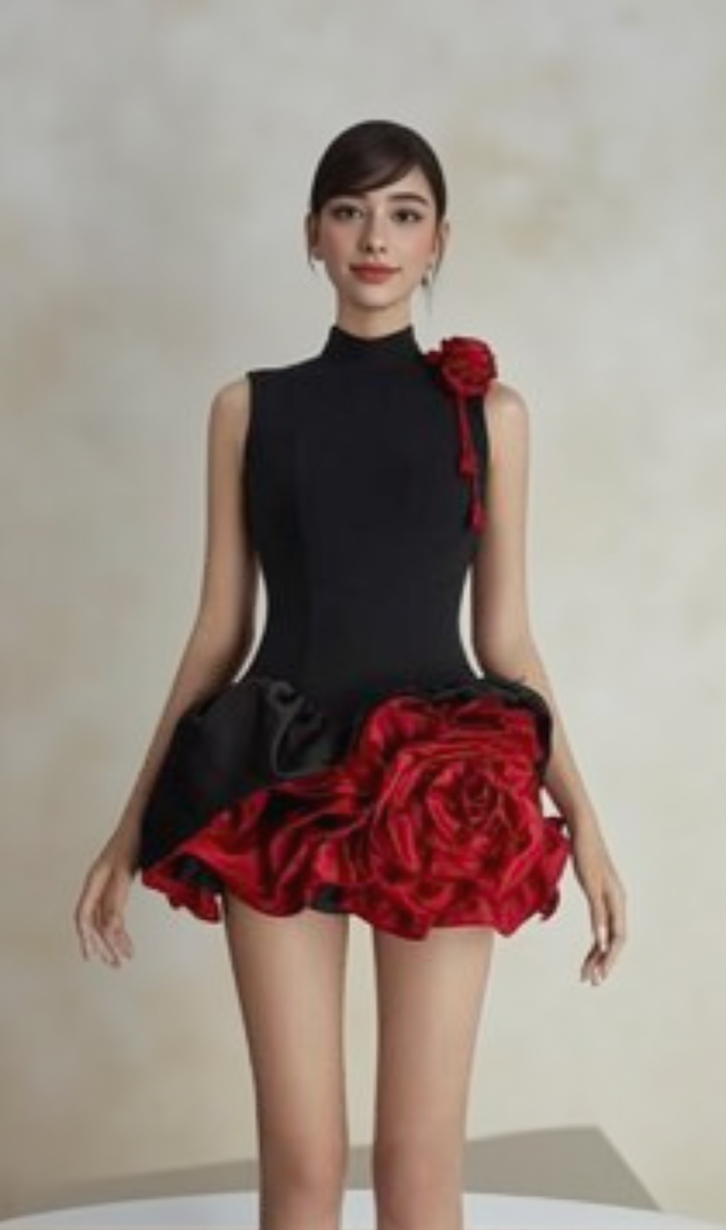 CRISTIANO FLOWER APPLIQUÉ MINI DRESS