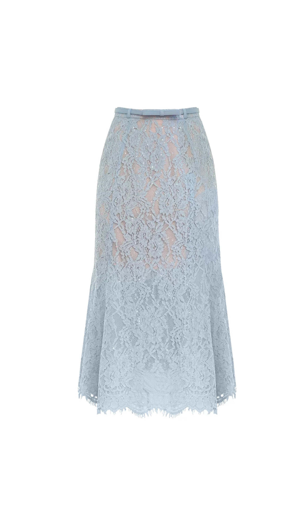 Carol – Ausgestellter Midirock aus Spitze in Blau