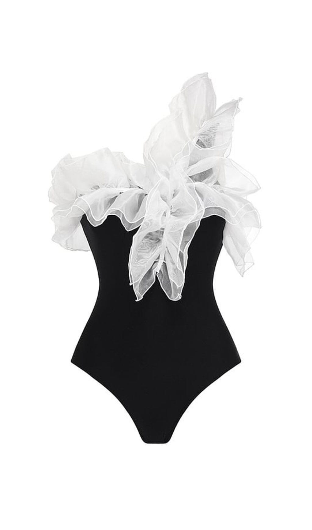 ONE SHOULDER RUFFLE STITCHING ONE PIECE SWIMSUIT