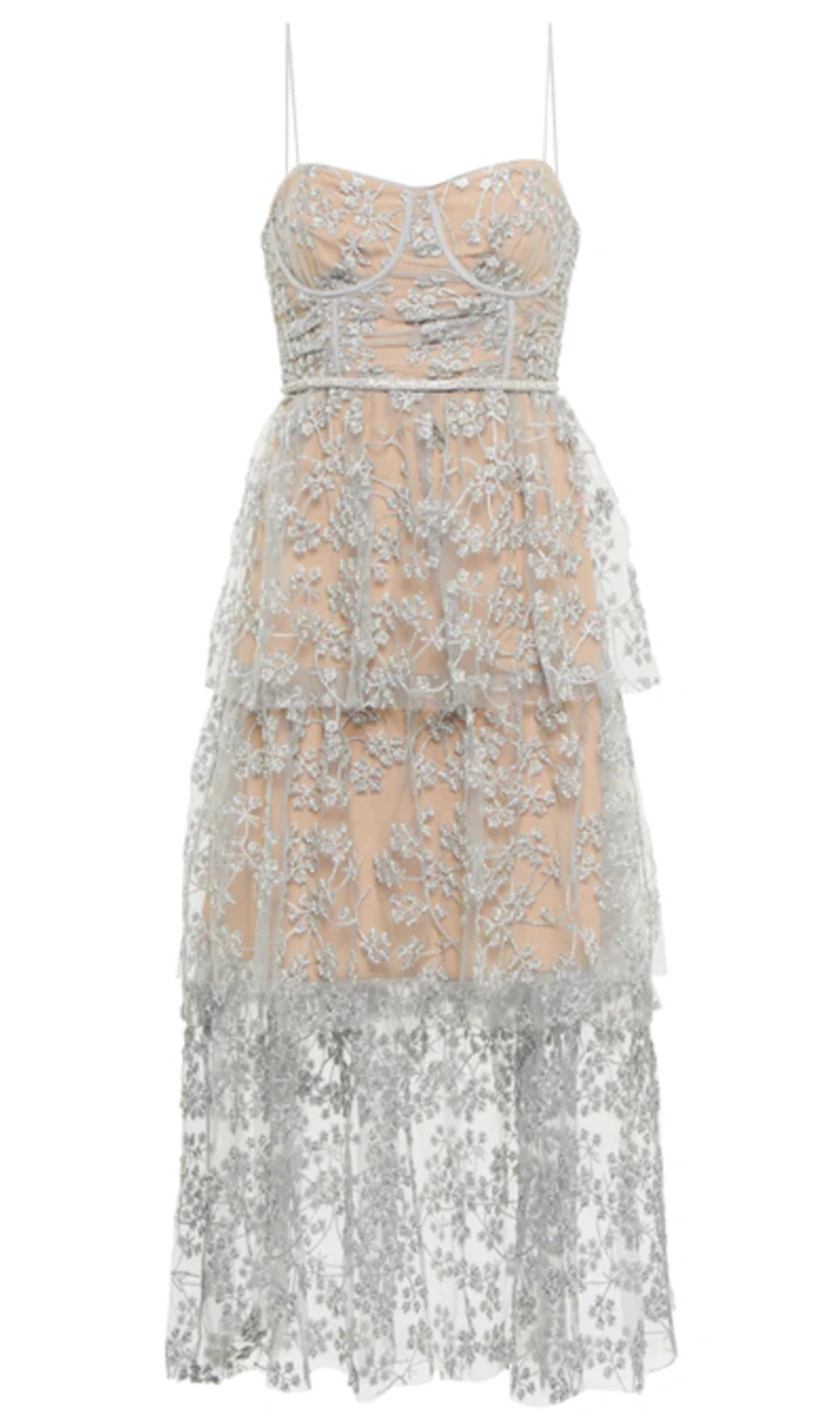 FLORAL EMBELLISHED MIDI DRESS IN BLUE