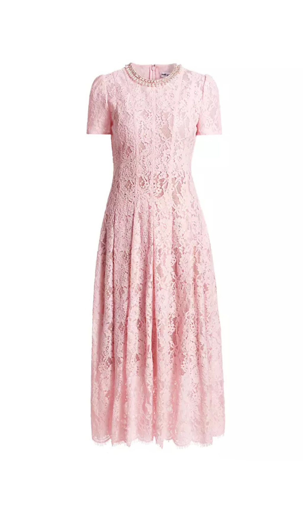SEQUIN FLORAL LACE MIDI DRESS IN PINK