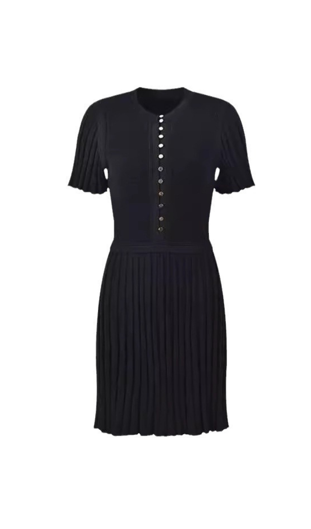 SHEILA SCHWARZES MINIKLEID AUS STRICK MIT RÜSCHEN