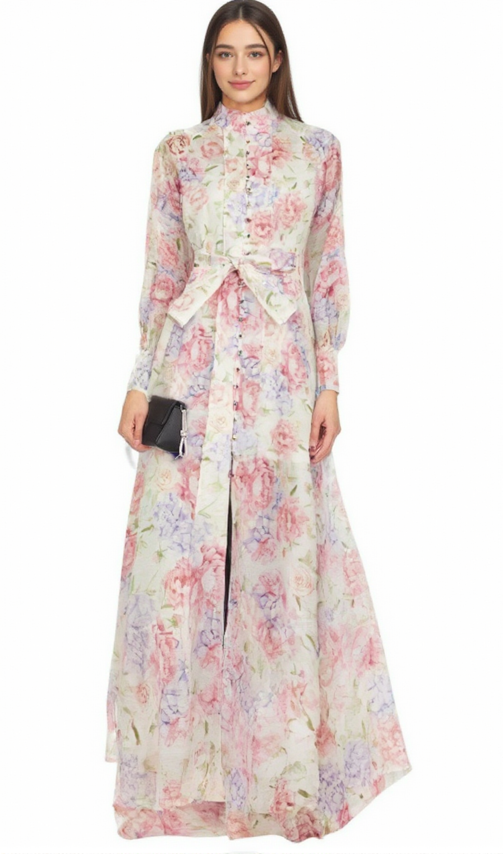 ÉLIANE FLORAL-PRINT FLARED MIDI DRESS