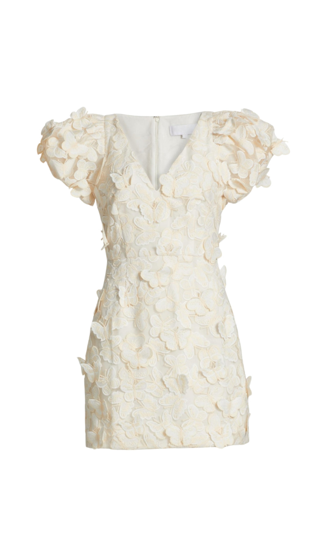 Minikleid mit Schmetterlingsapplikation in Creme