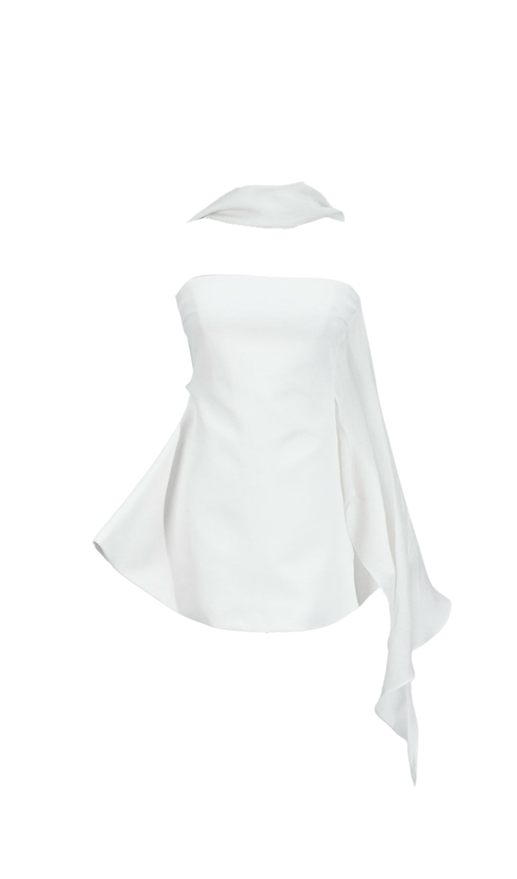 CALWA SCARF STRAPLESS FLARE MINI DRESS