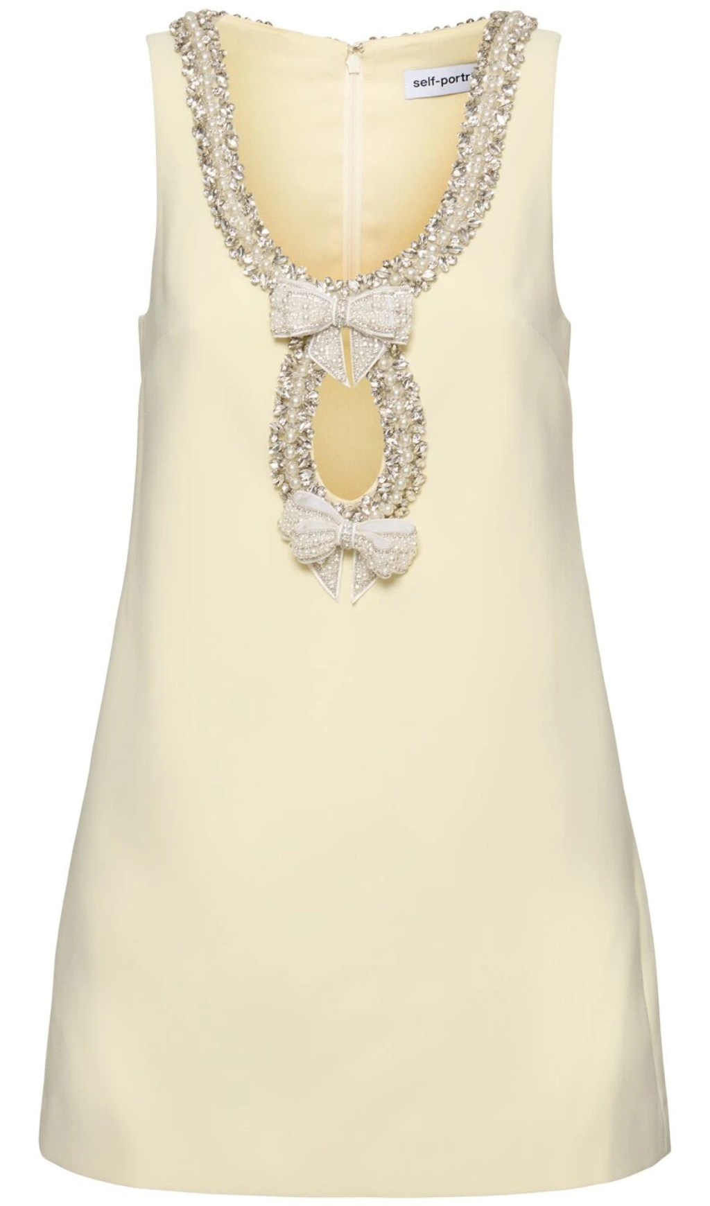 Gelbes Minikleid aus Crêpe mit Schleife