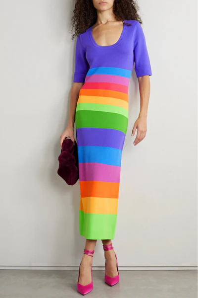 Gestreiftes Jersey-Maxikleid in Lila