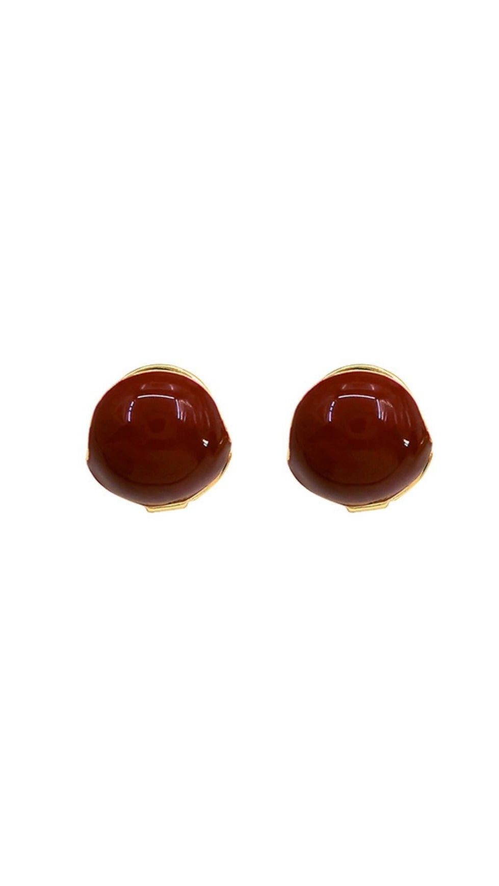 BROWN HOLLOW BALL STUD EARRINGS