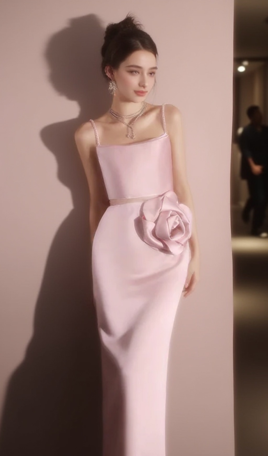 MARISOL FLOWER EMBELLISHED GOWN IN PINK