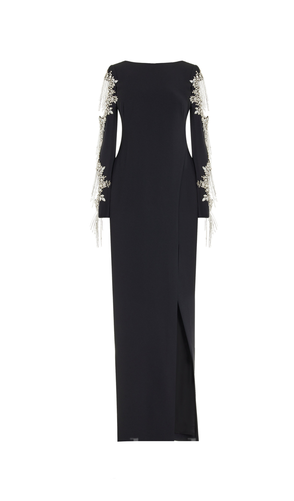 CRYSTAL-EMBELLISHED CREPE GOWN IN BLACK
