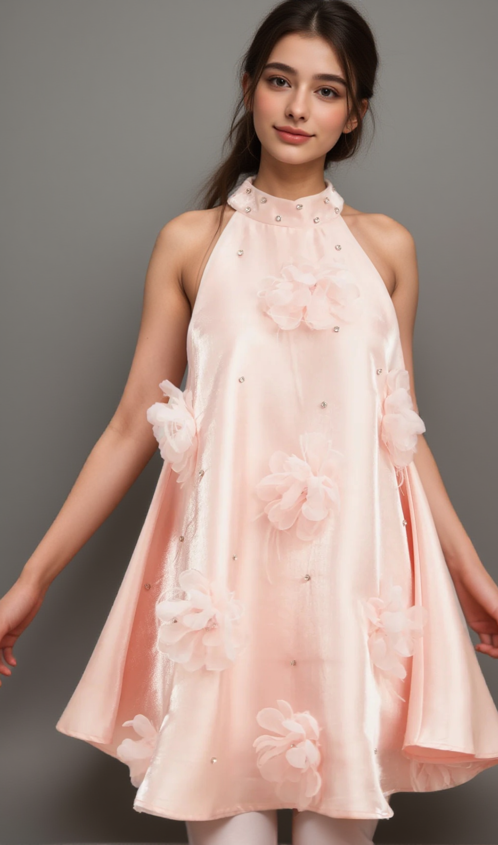 Quella – Ärmelloses Minikleid in A-Linie mit rosa Blumenmuster