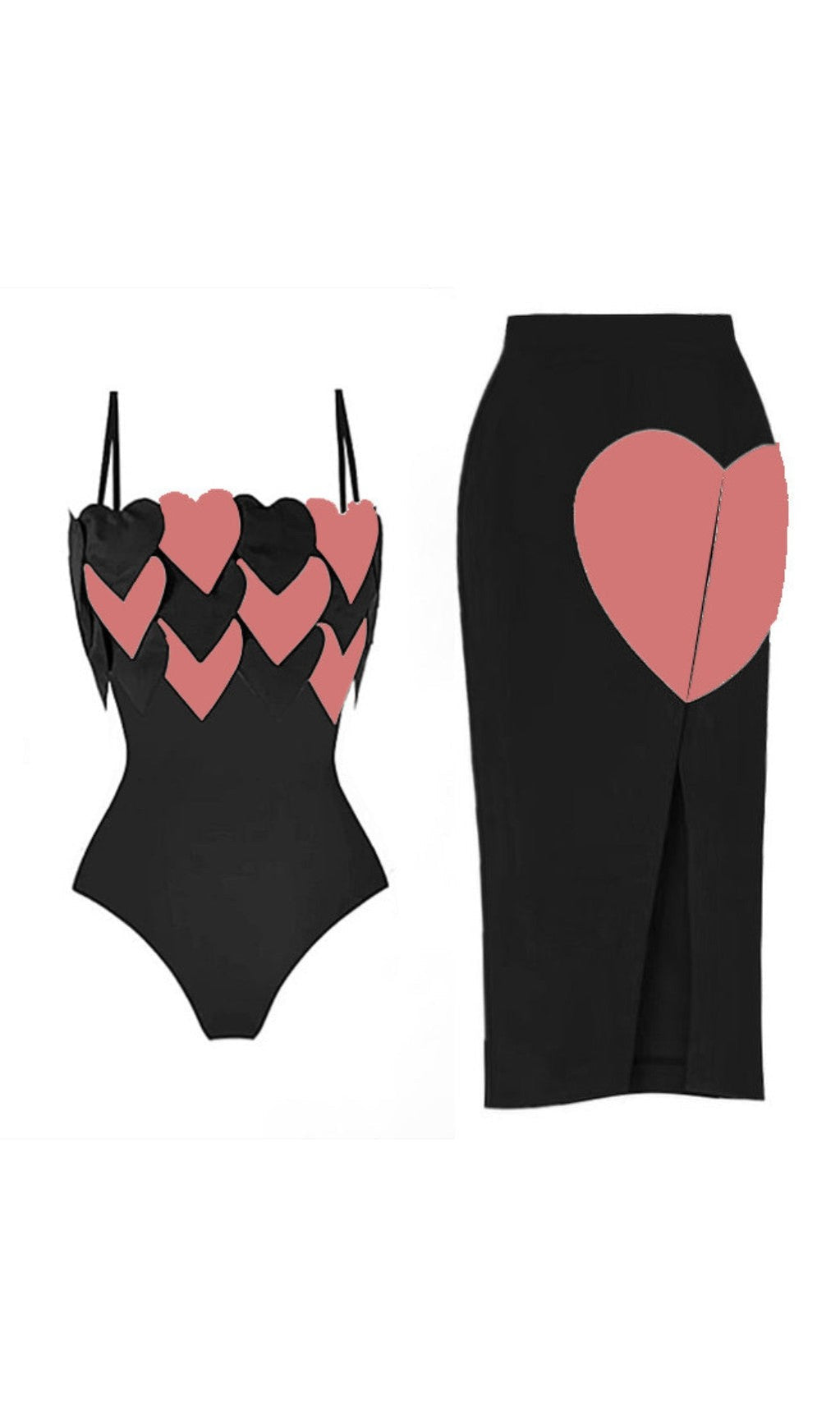 COSTUME DA BAGNO CON DECORAZIONI A CUORE ROSA