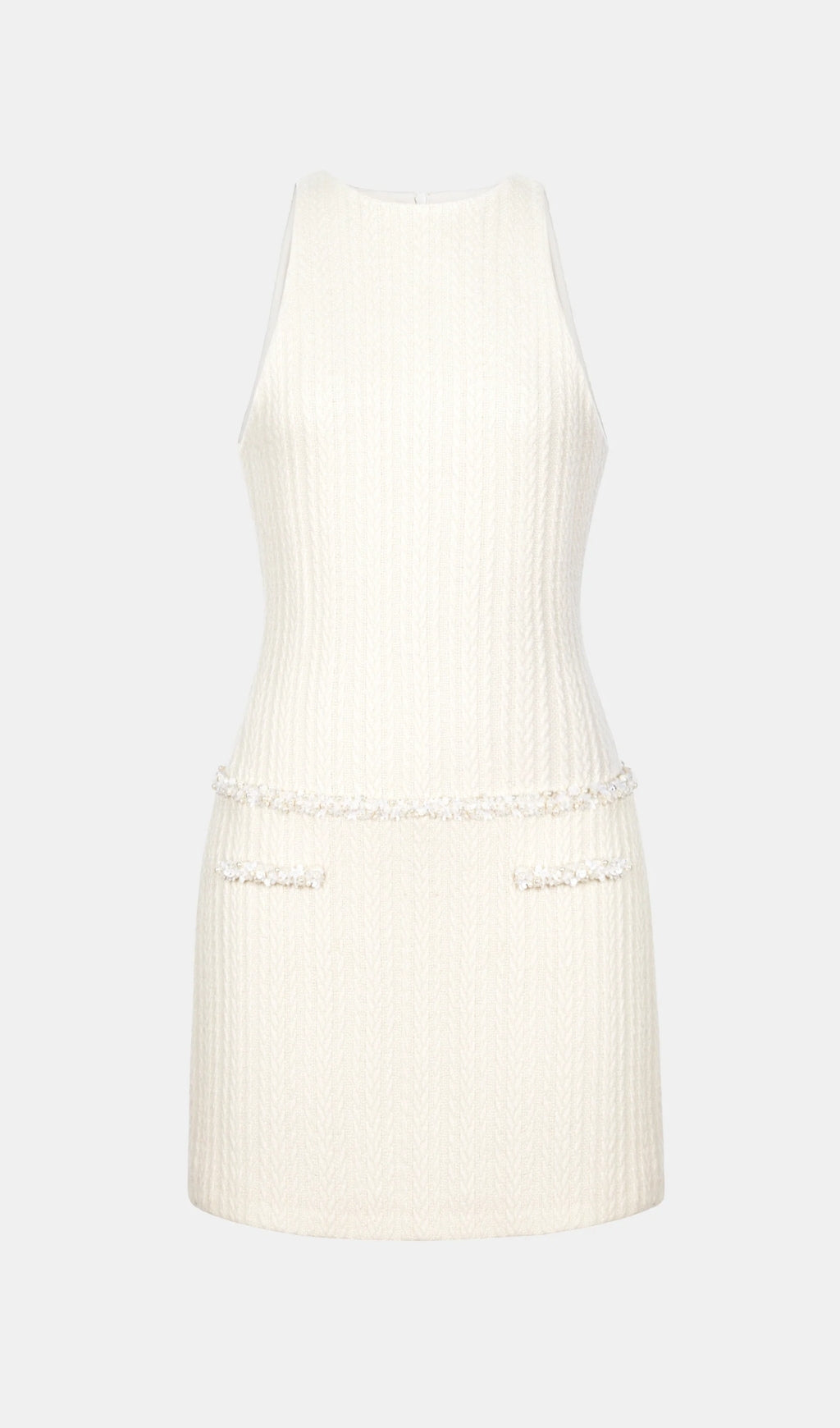 Abene – Ärmelloses, perlenverziertes Strick-Minikleid