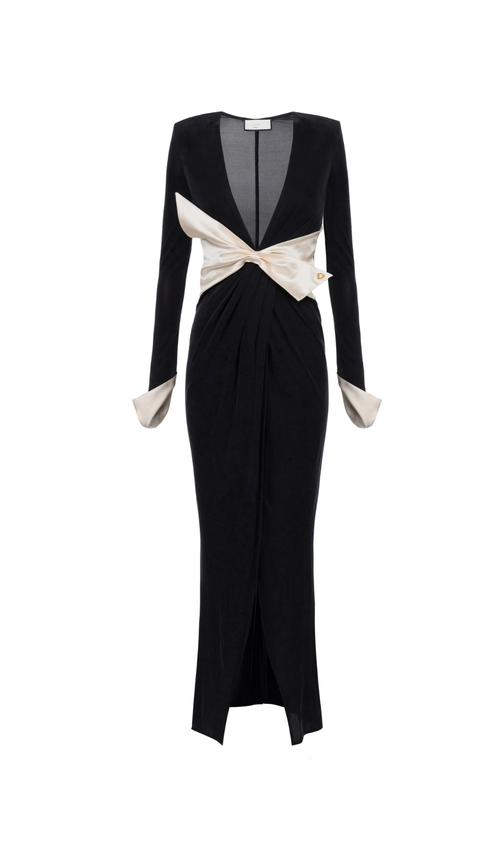 BOW BLACK CARPET DRESS IN DRAPE JERSEY