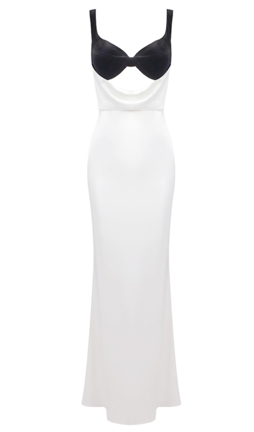 Samt-Bustier-Maxikleid Schwarz Weiß