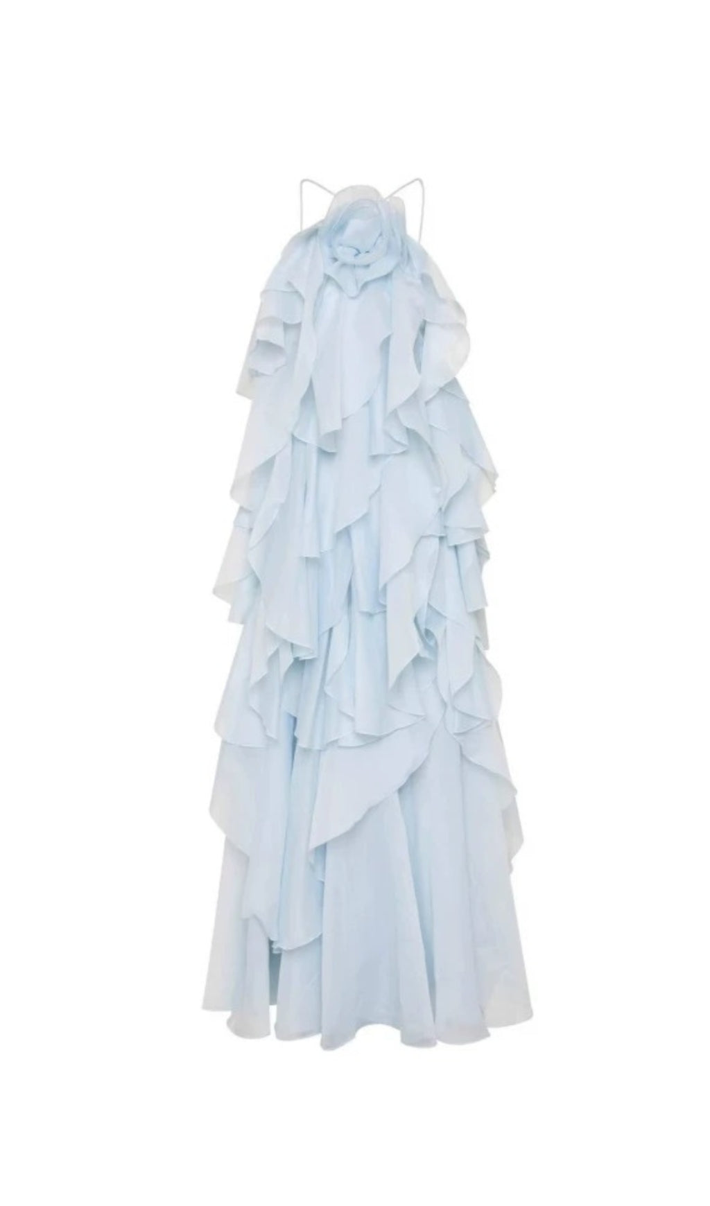 CAYSIE HALTER FLORAL RUFFLE LAYERED MAXI DRESS IN BLUE – AIIZIE