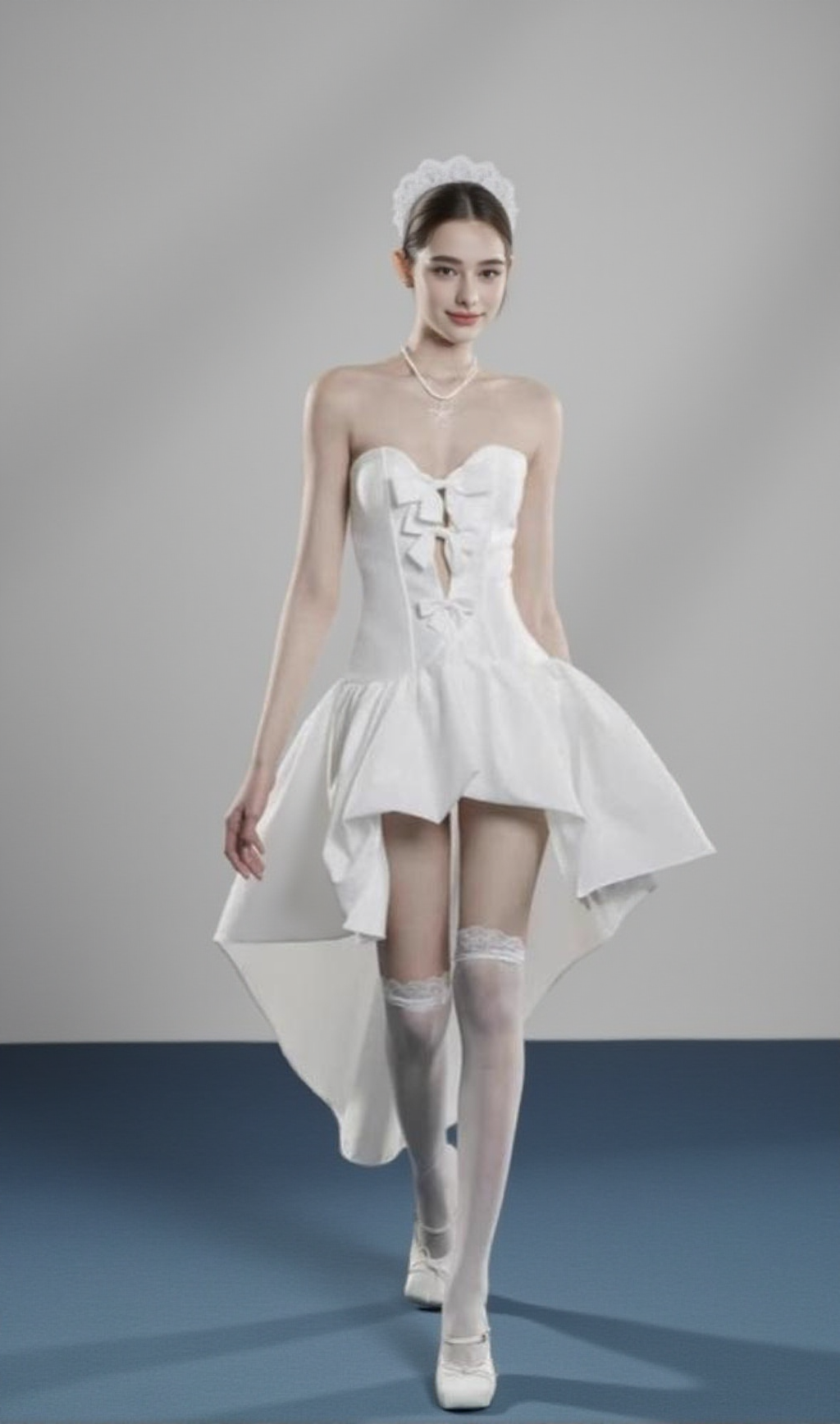 MINI ABITO SAMANTHA CON PAPILLON SENZA SPALLINE BIANCO