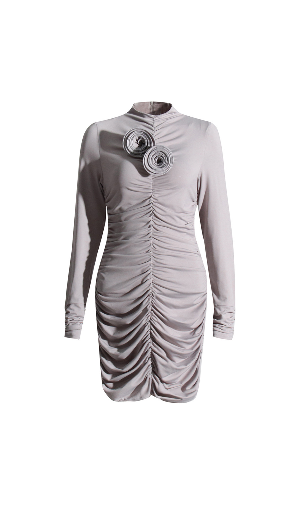 PENNY MINIKLEID AUS GRAUEM JERSEY MIT 3D-BLUMENMUSTER