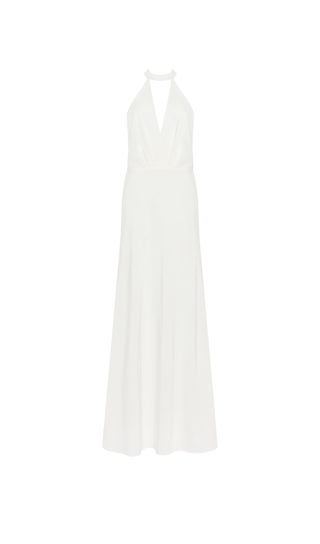 RACHEL WHITE HALTER SATIN BACK CUTOUT MAXI DRESS