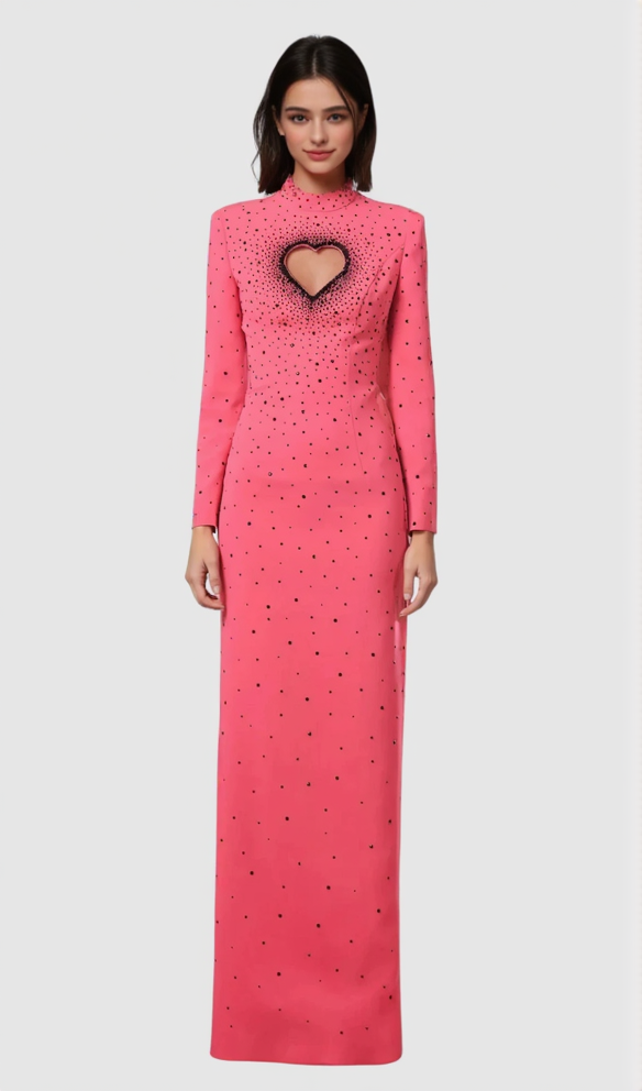 BERENICE HEART CUTOUT  LONG SLEEVE MAXI DRESS