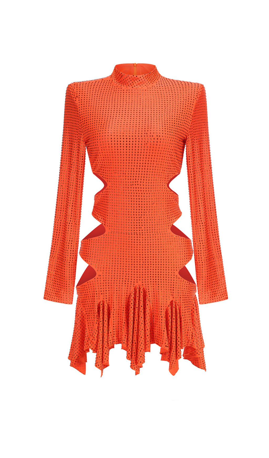 IRENE RHINESTONES EMBELLLISHED MINI DRESS IN ORANGE