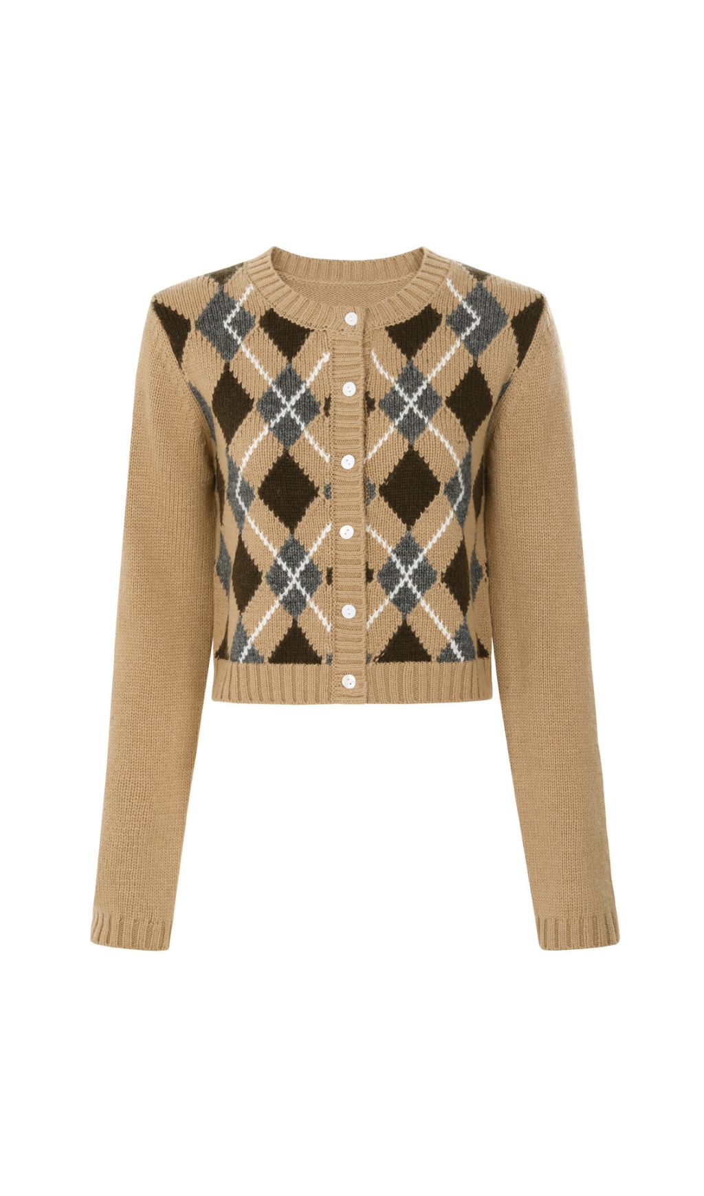 AIIZIE Jeffery Women's Cropped Argyle Knit Cardigan - Timeless Chic & Cozy - product image