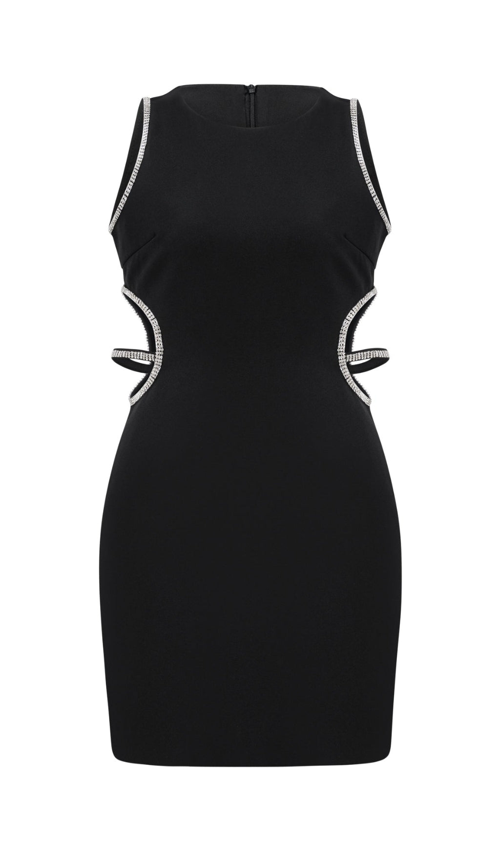 LILA CRYSTAL EMBELLISHED CUT-OUT MINI DRESS