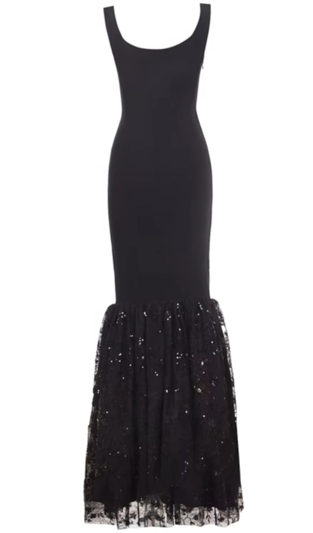 MERMAID SEQUIN LACE MAXI DRESS BLACK