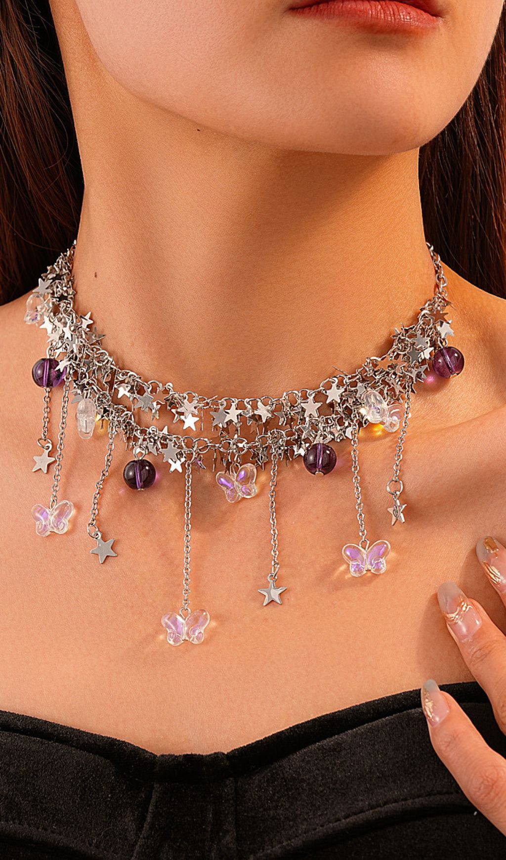 Jory Celestial Star & Butterfly Layered Choker Necklace for Women