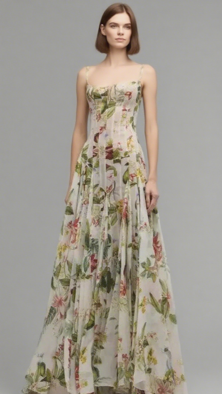 mehrfarbiges Kleid mit Blumenmuster aus Fauna Gaza